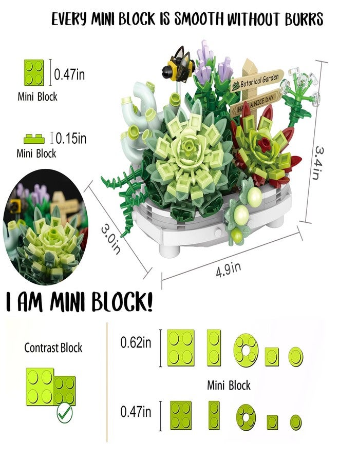 YONGJULE Succulent Building Toys for Adults, Bonsai Botanical Collection Toy Building Sets, Plants and Flowers DIY Home Decoration, Gift for Valentines Day Women Kids (Not Compatible with Lego) - Image 2